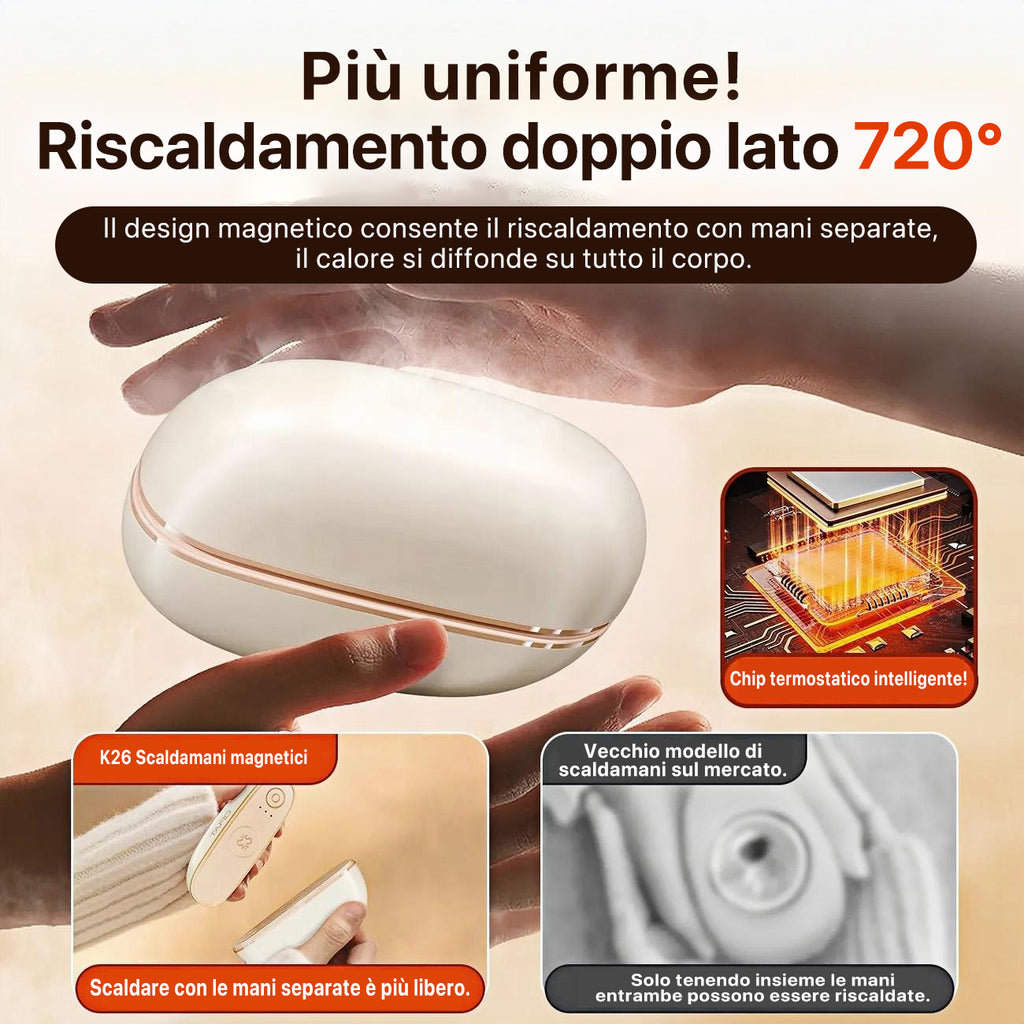 🔥 Mini scaldamani magnetico ✨ | Design separabile con riscaldamento al grafene – caldo in modo rapido e sicuro!