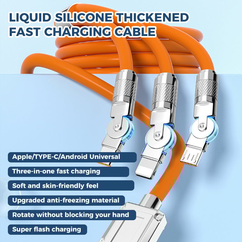 🔥 Cavo dati a gomito rotante 3 in 1 per la ricarica rapida del furgone⚡