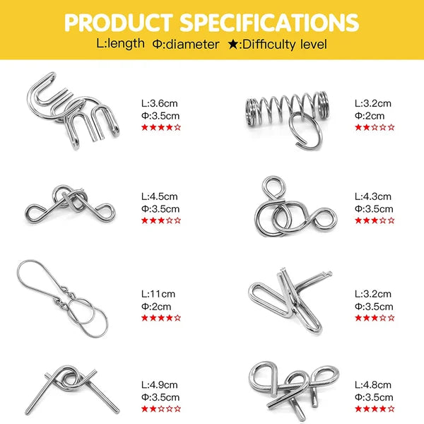 Rompicapo in metallo con anello da otto pezzi, versione blu