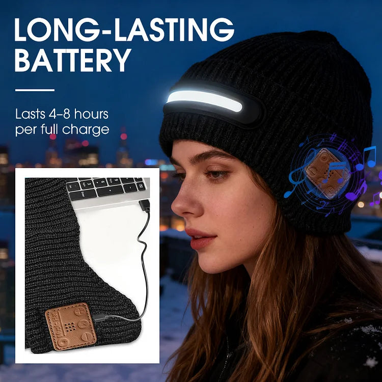 Cappello Beanie Ricaricabile con Bluetooth e Luce