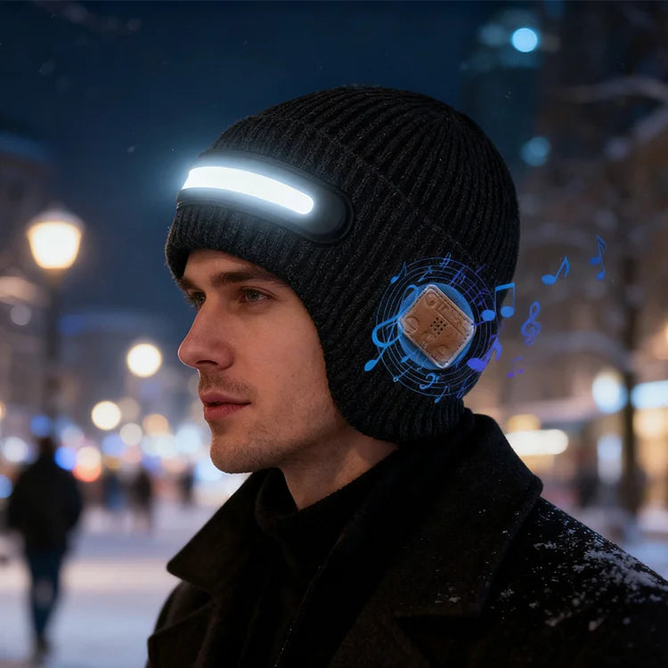 Cappello Beanie Ricaricabile con Bluetooth e Luce