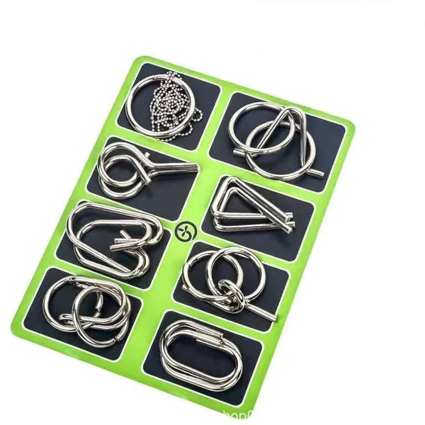 Rompicapo in metallo con anello da otto pezzi, versione blu