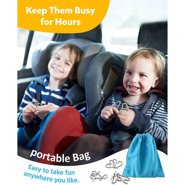 Rompicapo in metallo con anello da otto pezzi, versione blu