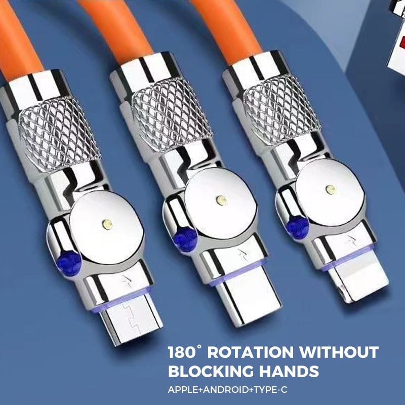 🔥 Cavo dati a gomito rotante 3 in 1 per la ricarica rapida del furgone⚡