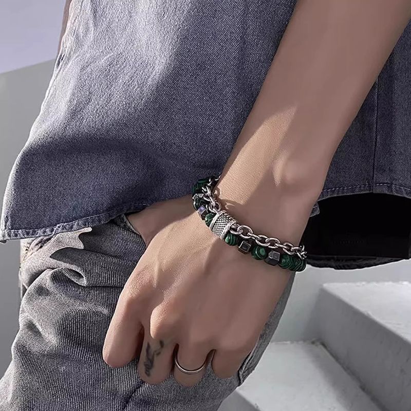 Perfetto braccialetto Cadeau-Retrò Met Malachietstenen Kralen 