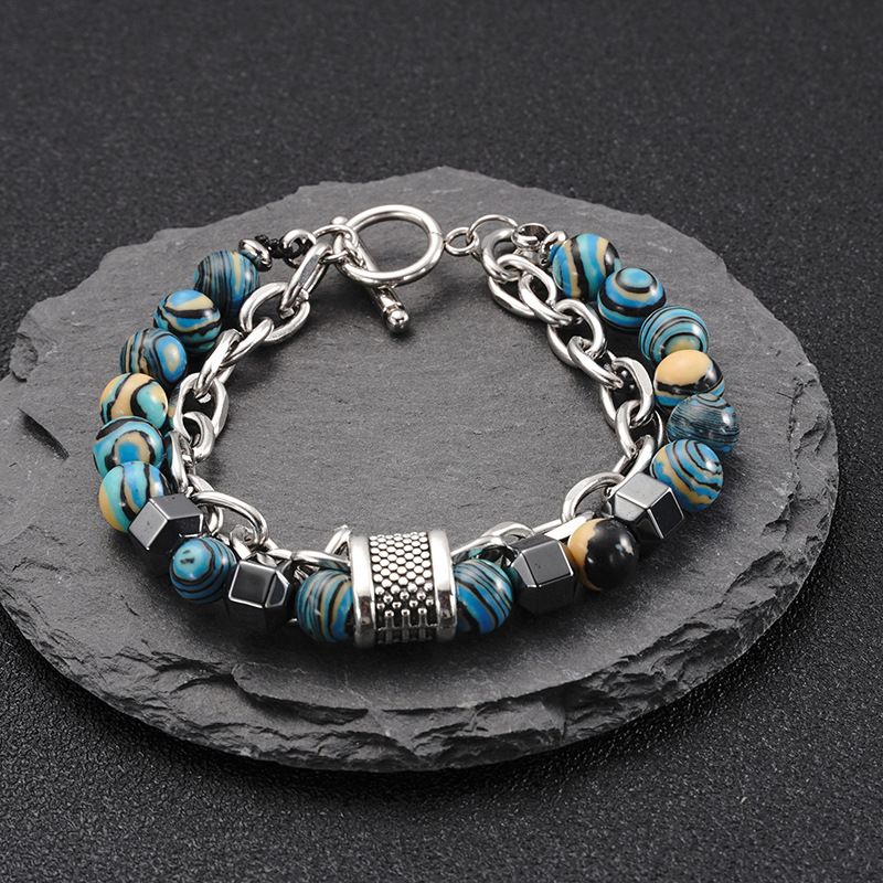 Perfetto braccialetto Cadeau-Retrò Met Malachietstenen Kralen 