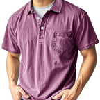 Camicia da uomo retrò casual Korte Mouwen con Kraag, Voorzak e Knoopsluiting