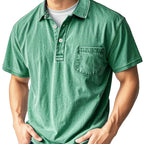 Camicia da uomo retrò casual Korte Mouwen con Kraag, Voorzak e Knoopsluiting