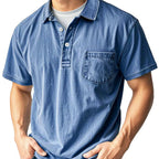 Camicia da uomo retrò casual Korte Mouwen con Kraag, Voorzak e Knoopsluiting