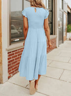 DAMES ZOMER CASUAL FLUTTER KORTE MIDI JURK