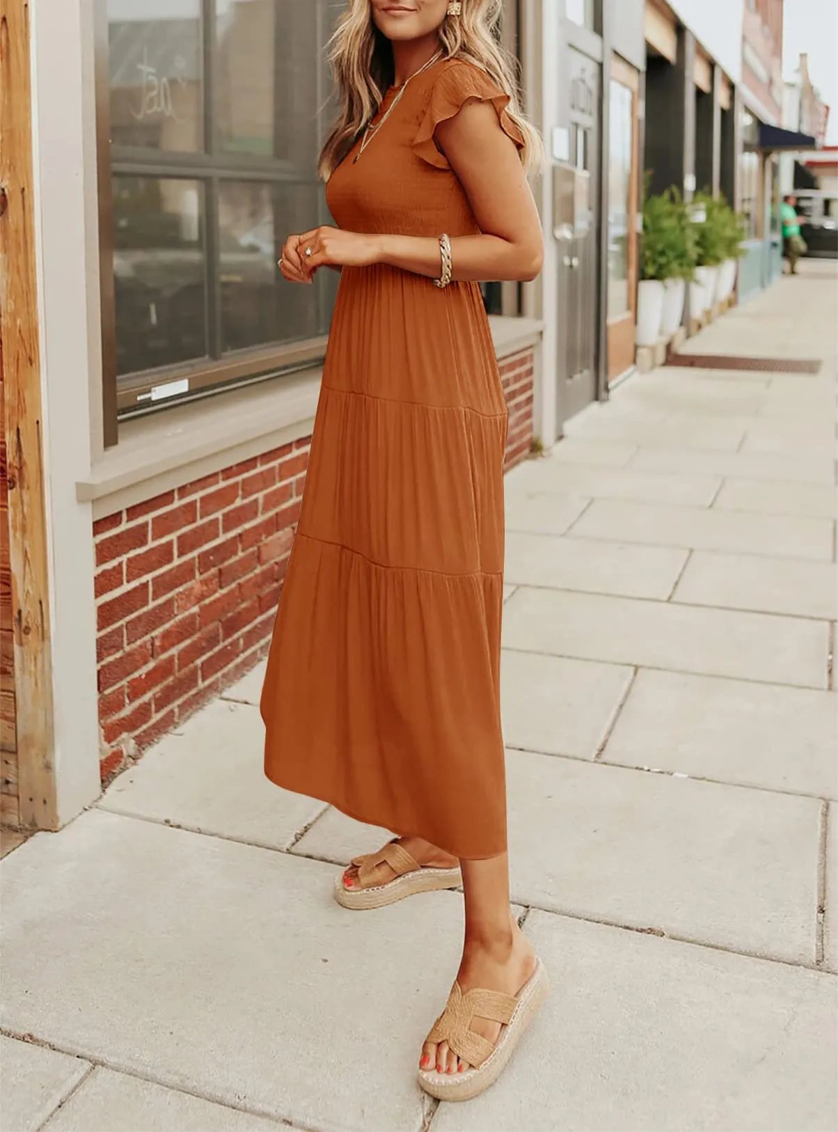 DAMES ZOMER CASUAL FLUTTER KORTE MIDI JURK