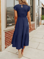 DAMES ZOMER CASUAL FLUTTER KORTE MIDI JURK