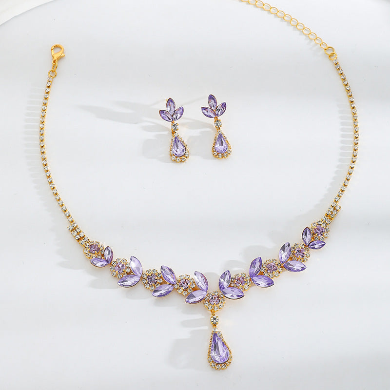 💎Elegante set di collane e orecchini con fiori e perle d'acqua in 2 pezzi💕