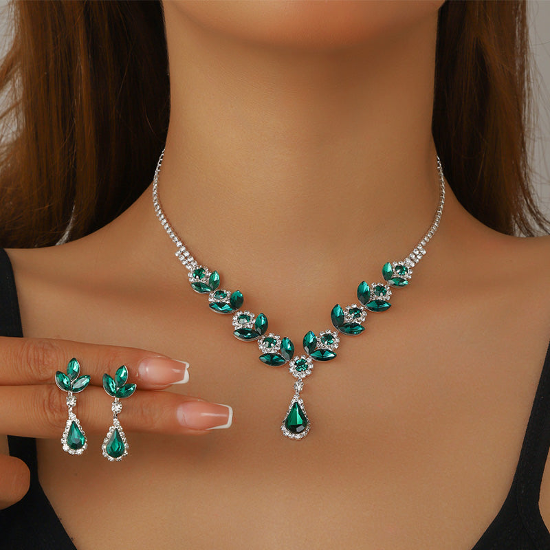 💎Elegante set di collane e orecchini con fiori e perle d'acqua in 2 pezzi💕