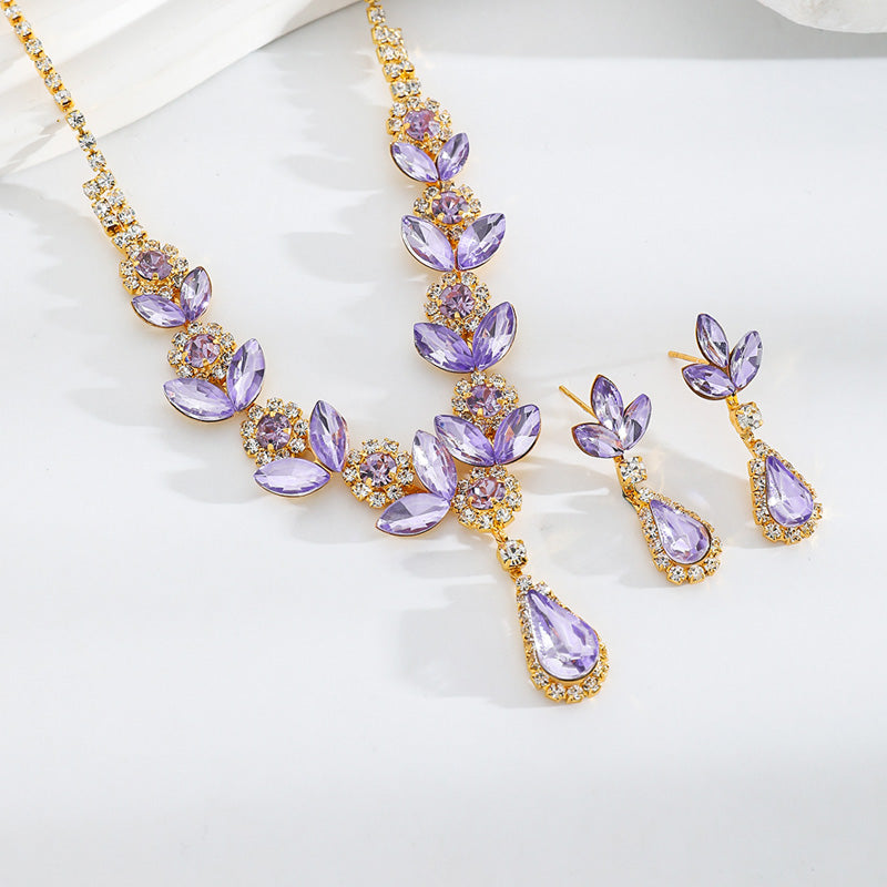 💎Elegante set di collane e orecchini con fiori e perle d'acqua in 2 pezzi💕