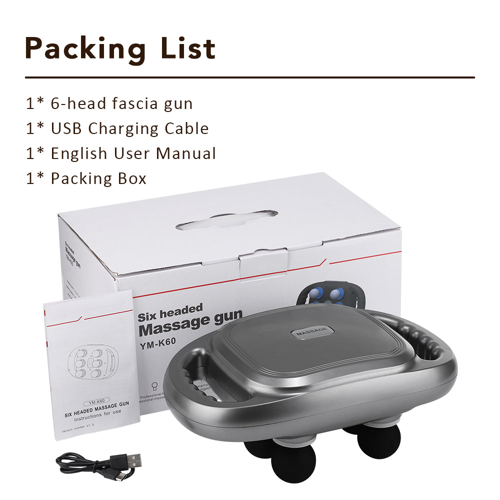 💥Vendita a tempo limitato 💥Pistola massaggiante senza fili a 6 testine per il rilassamento di tutto il corpo 