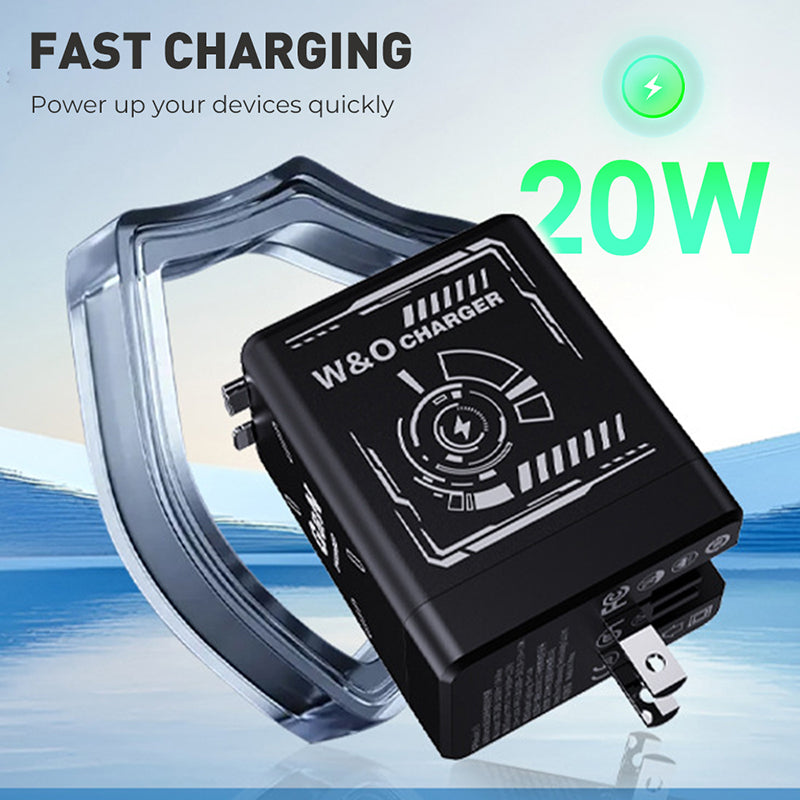 Caricabatterie da muro retrattile con doppi cavi