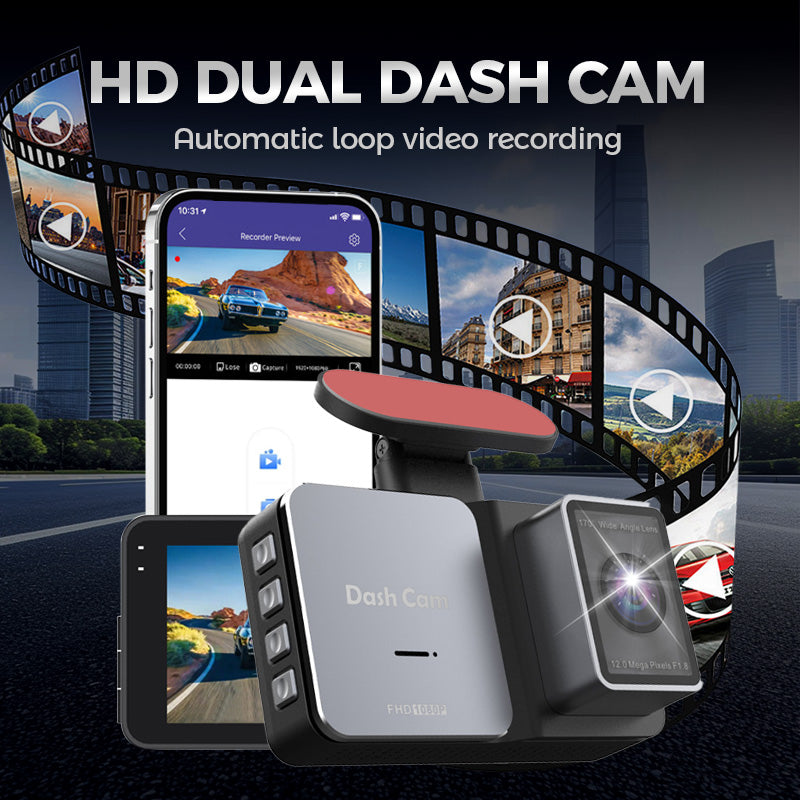 Dashcam HD con obiettivo anteriore e posteriore