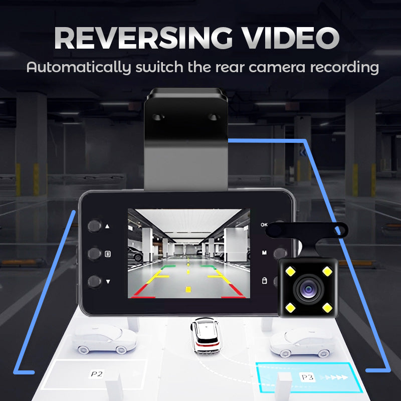 Dashcam HD con obiettivo anteriore e posteriore