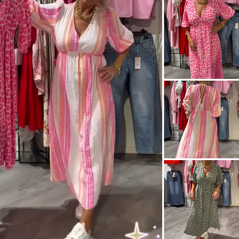 🔥 Abito con scollo a V e stampa da donna