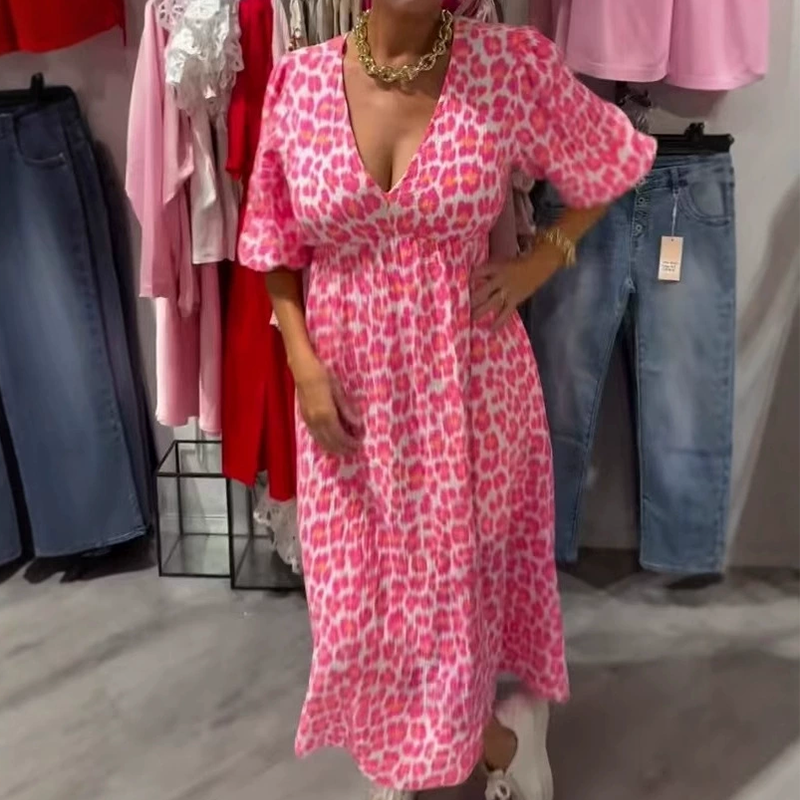 🔥 Abito con scollo a V e stampa da donna