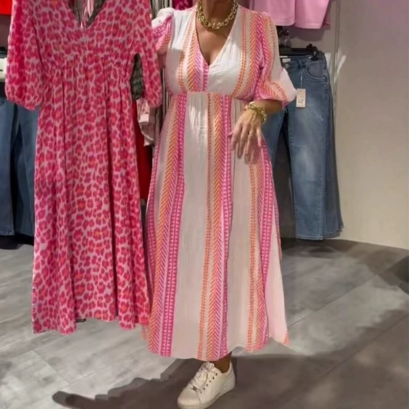 🔥 Abito con scollo a V e stampa da donna