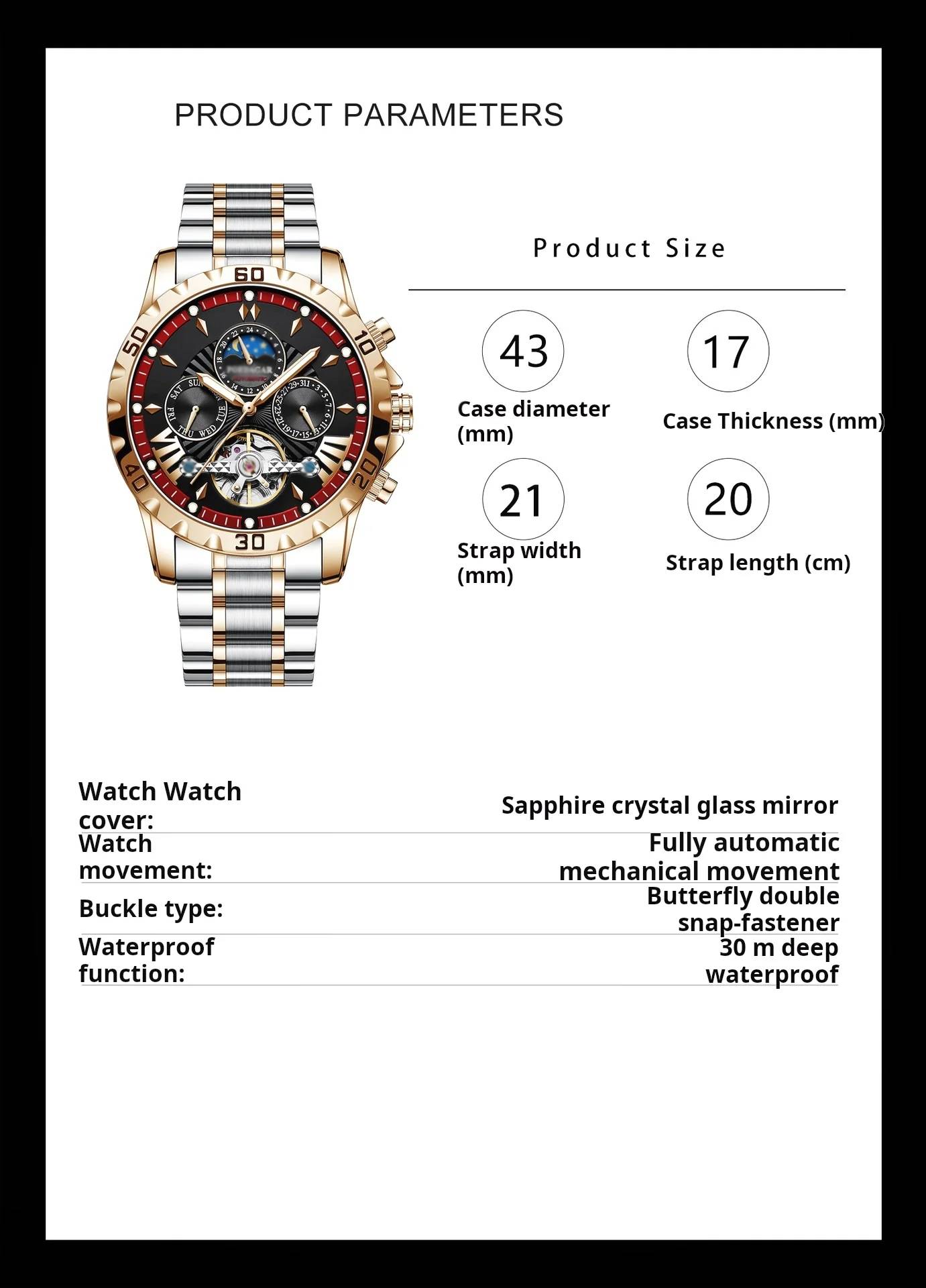 ⌚💧Orologi meccanici automatici impermeabili nuovi di zecca svizzeri