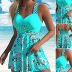 Top con fasce e comodi pantaloncini da bagno: badpak in tweed