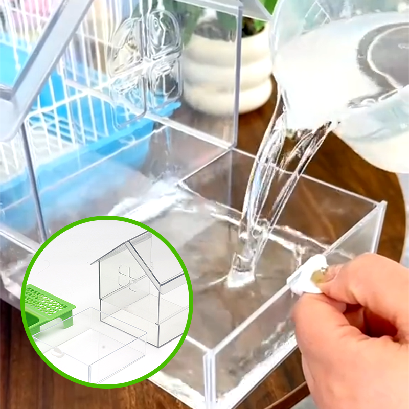 Voederbak trasparente sospeso per vogelkooi