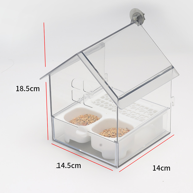 Voederbak trasparente sospeso per vogelkooi