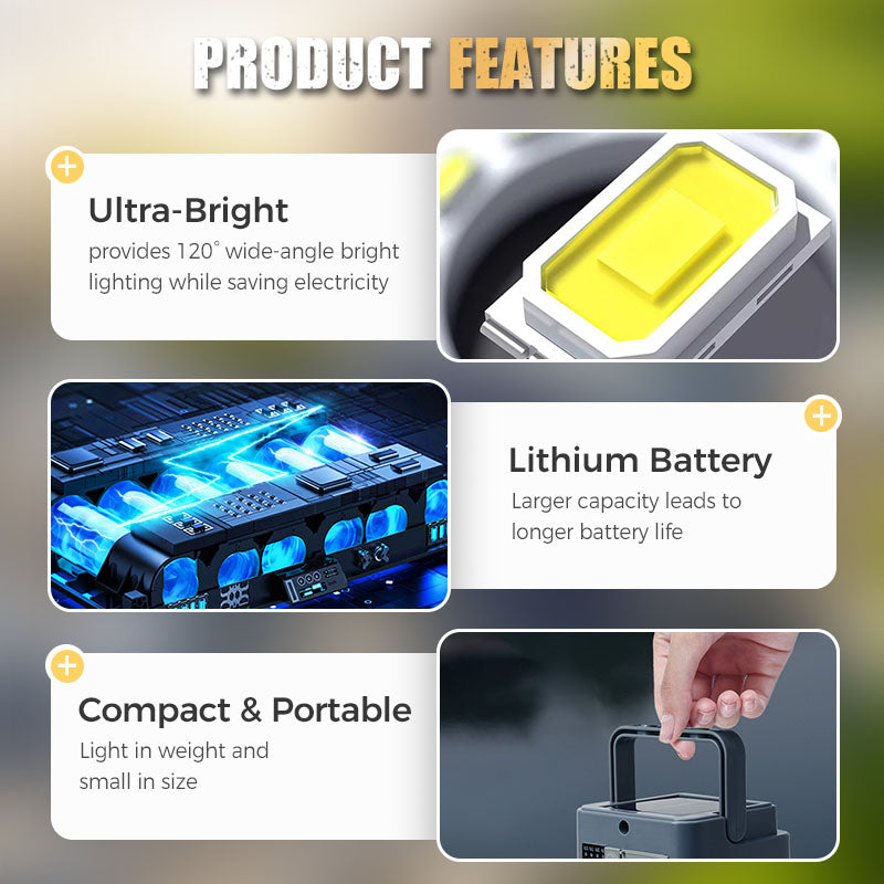 Lampada solare da campeggio portatile e impermeabile