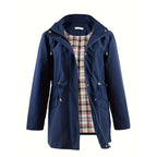 Giacca a vento lunga con cappuccio, coulisse e cerniera che stringe in vita