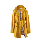 Giacca a vento lunga con cappuccio, coulisse e cerniera che stringe in vita