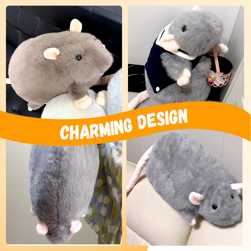 Simpatico peluche a forma di topo e cuscino