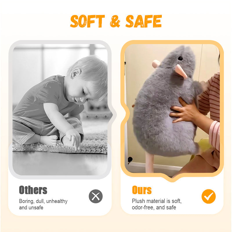 Simpatico peluche a forma di topo e cuscino