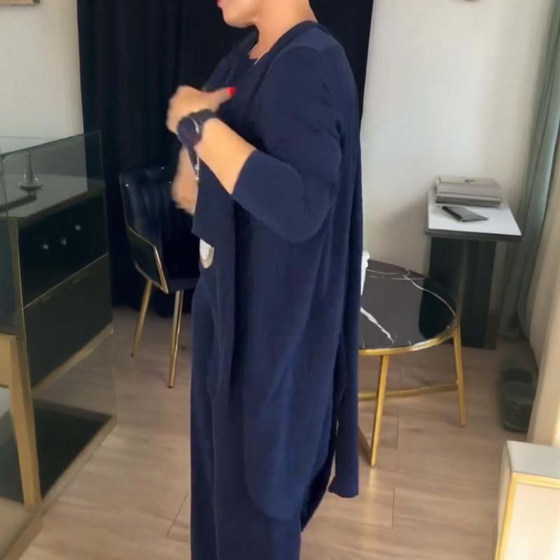 Elegante cardigan lungo e set Top &amp; Broek 3-Delige 