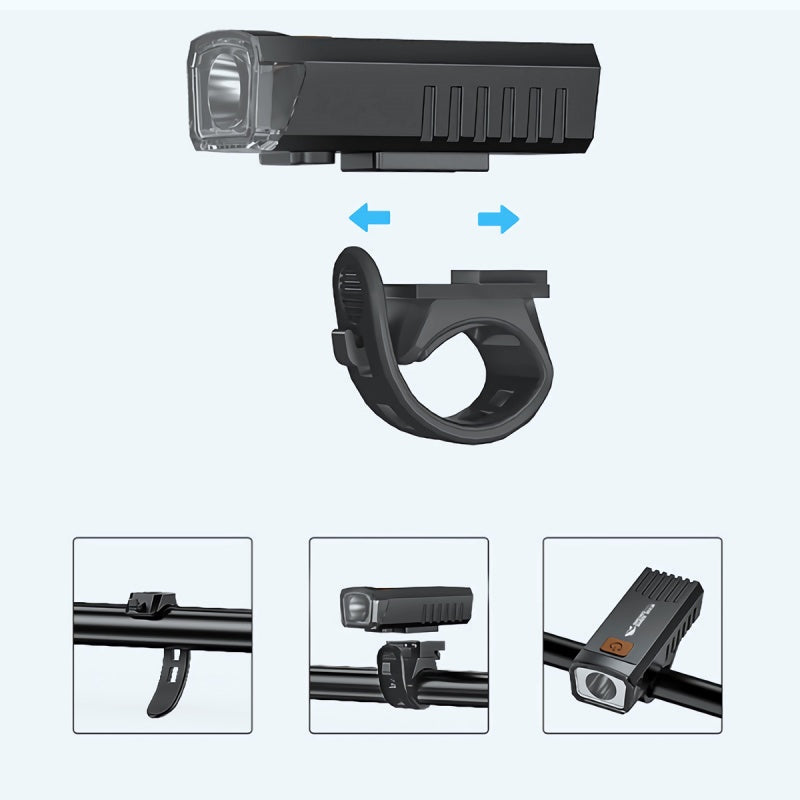 Luce anteriore per bicicletta impermeabile e ricaricabile con clip 